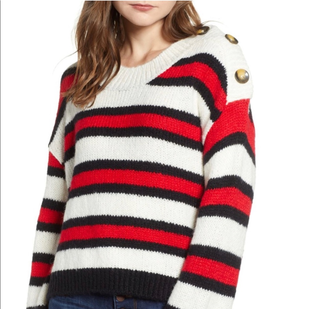 B.P. By Nordstrom button shoulder stripe sweater